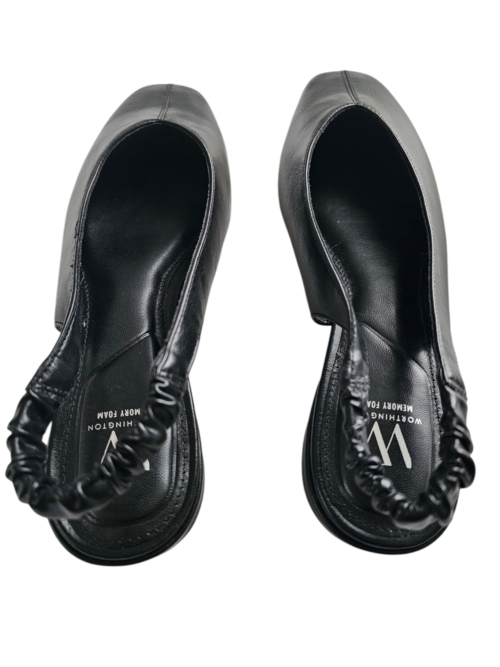 NWOT Worthington Black Ruched Slingback Square-Toe Flats With Memory Foam - Picture 3 of 8